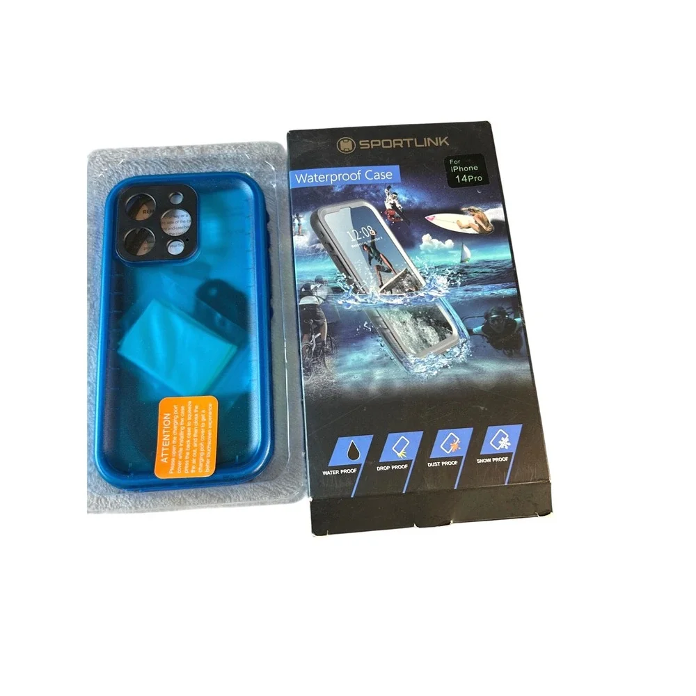 NWT Sportlink Waterproof Case for‎ iPhone 14 Pro Blue Drop Dust Snow Proof